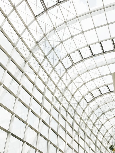 The low Angle shots of transparent glass ceiling
